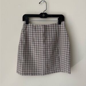 Cotton Candy LA Brown & White Gingham Mini Skirt
